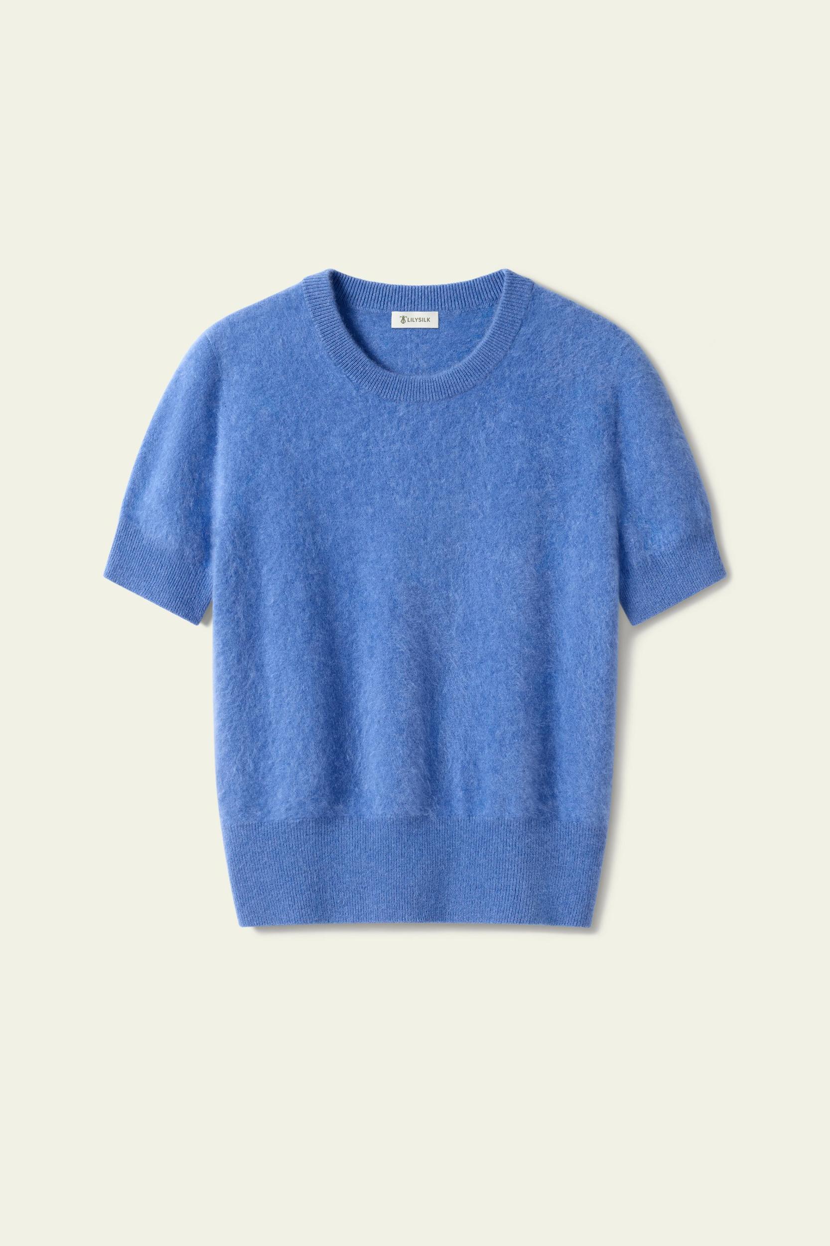 Brushed Cashmere Short-Sleeve Sweater Product Image
