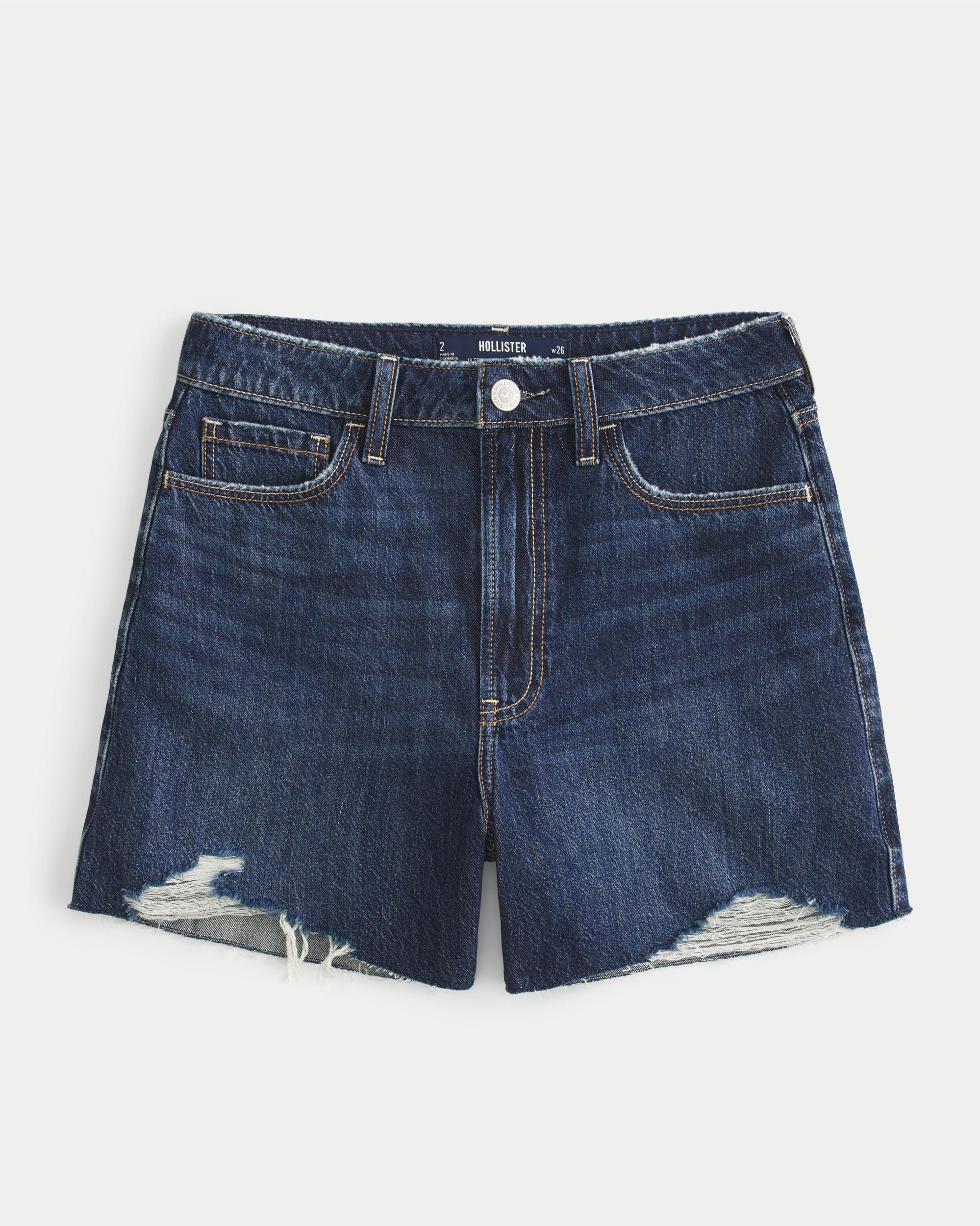 Ultra High-Rise Ripped Medium Wash 90s Denim Shorts 5" Product Image