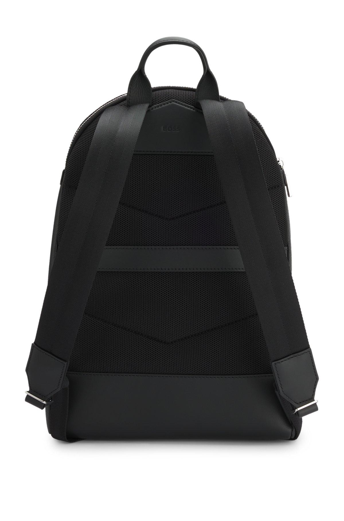 Grained Italian-leather backpack with embossed logo Product Image