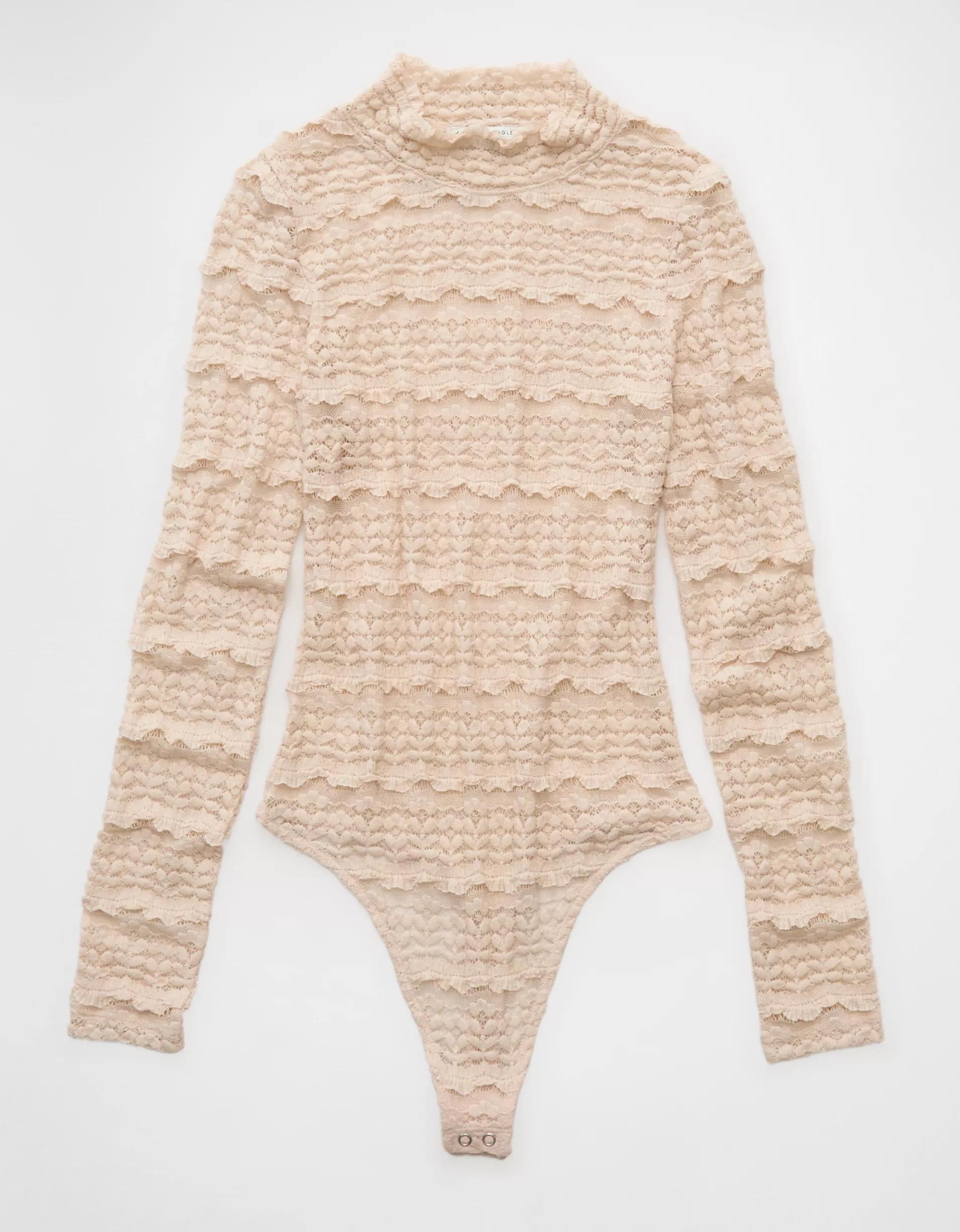 AE Long Sleeve Mock Neck Lace Bodysuit Product Image