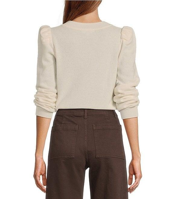 Antonio Melani Lisa Puff Sleeve Crew Neck Cashmere Sweater Product Image
