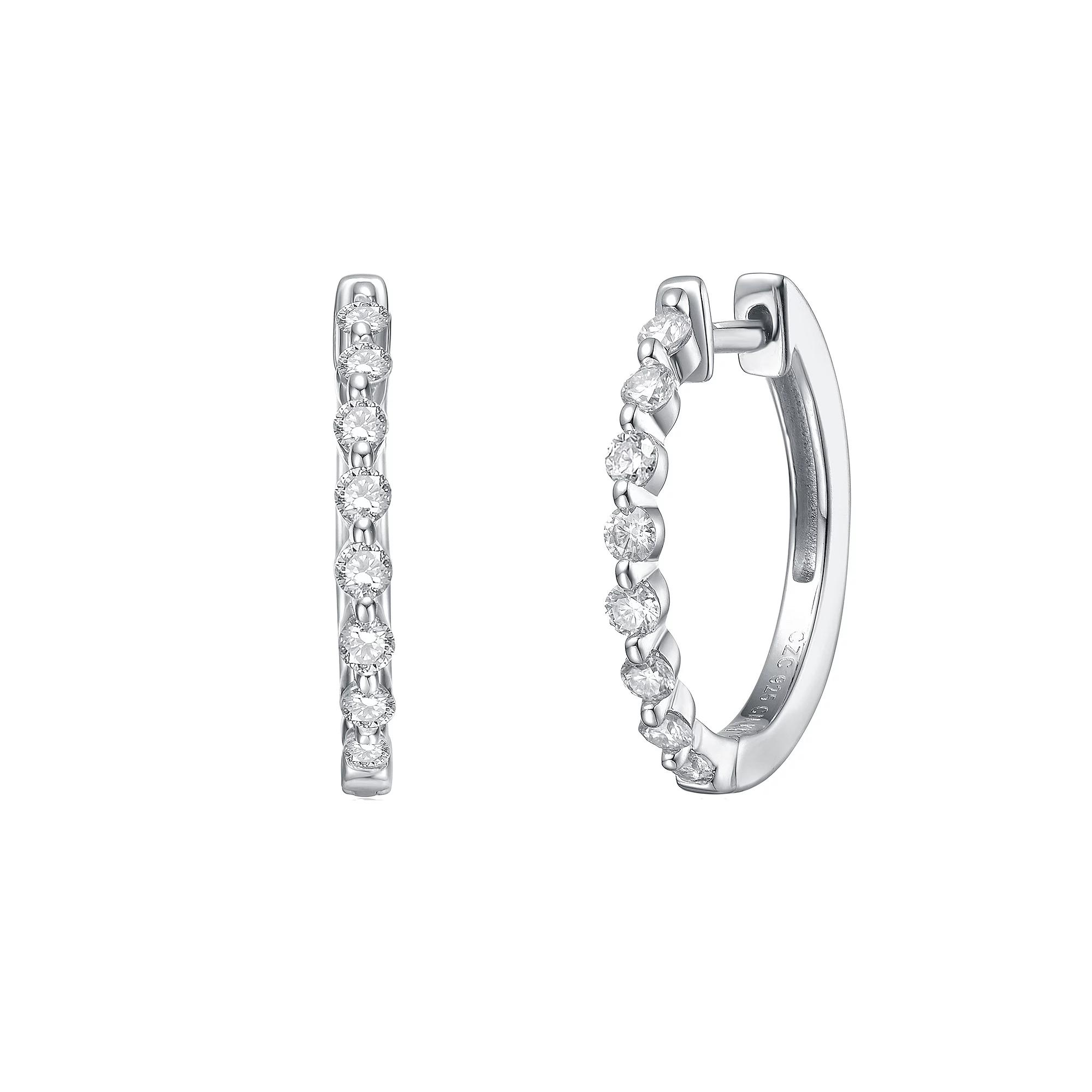 Stella Valentino Sterling Silver Lab-Created Moissanite Huggie Hoop Earrings, Womens Product Image