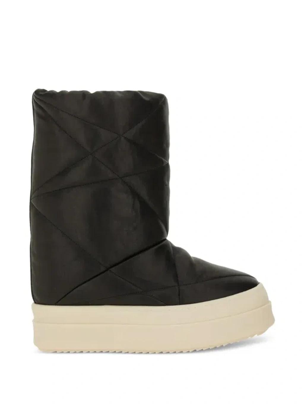 RICK OWENS Round Toe Ankle Boots With Contrast Sole In Black Product Image