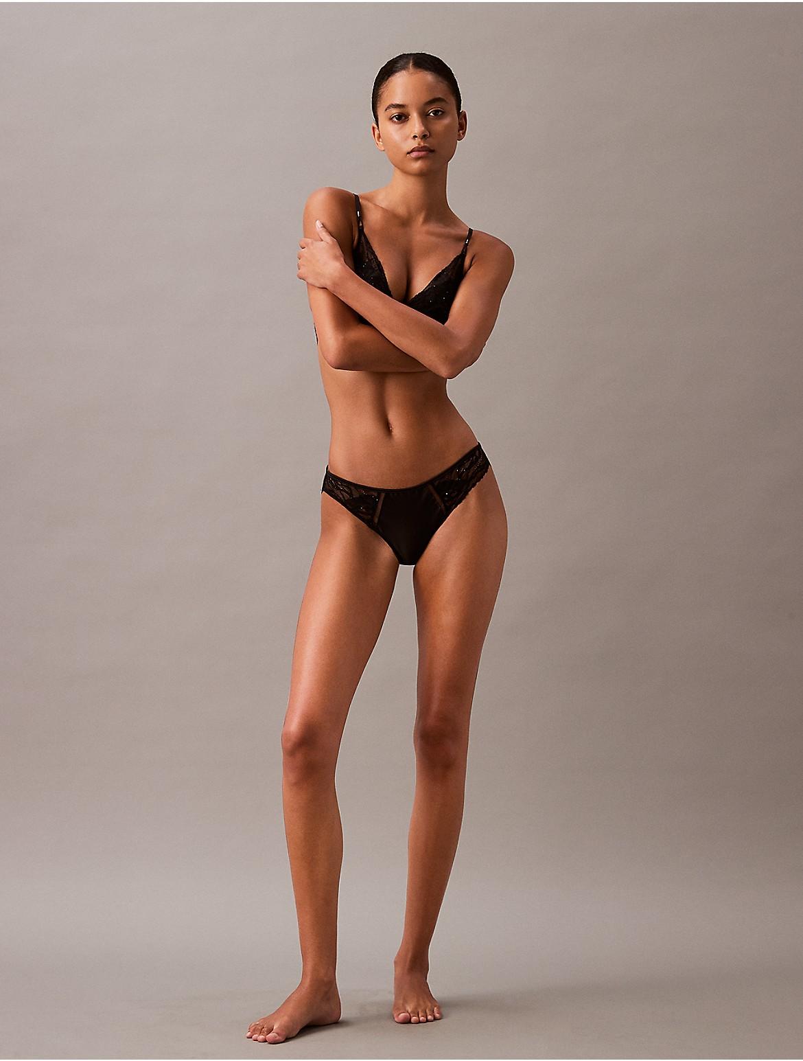 Calvin Klein Womens CK Black Floral Lace Bikini - Grey Product Image