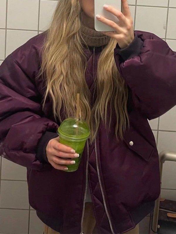 Simple Basic Zip Up Bomber Jacket Product Image