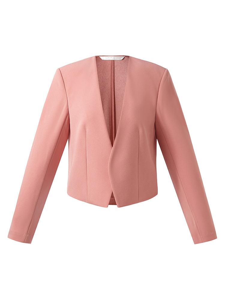 Acetate Collarless Women Crop Blazer Product Image