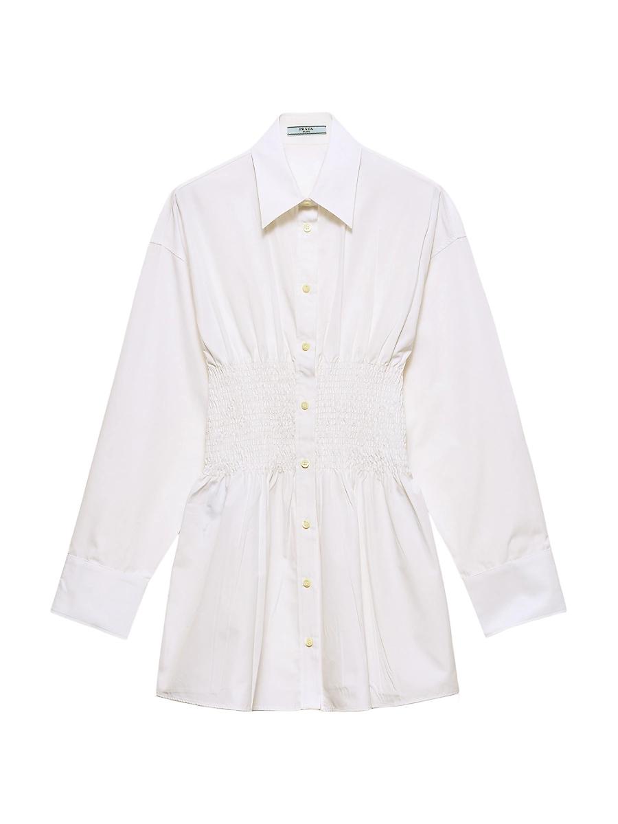 Womens Poplin Shirt with Smocking Product Image