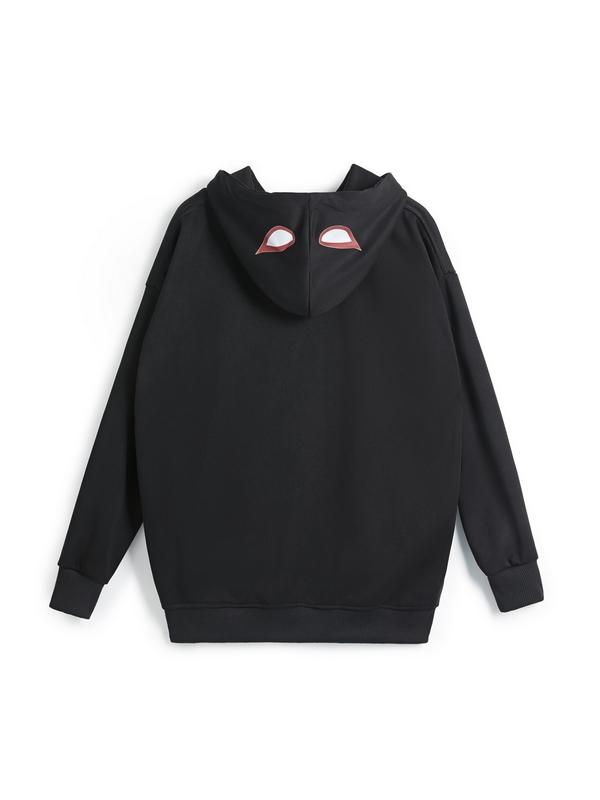 Men's Contrast Color Spider Embroidery Full Zip Oversized Hoodie Product Image