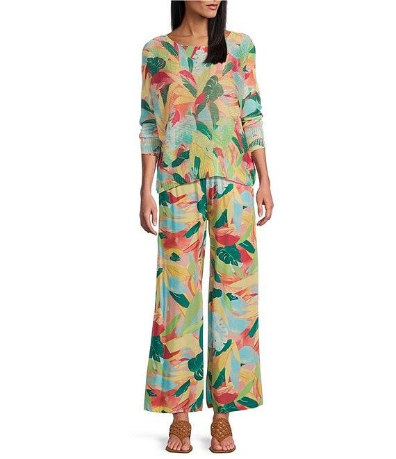 M Made in Italy Tropical Printed Long Sleeve Knit Top Product Image