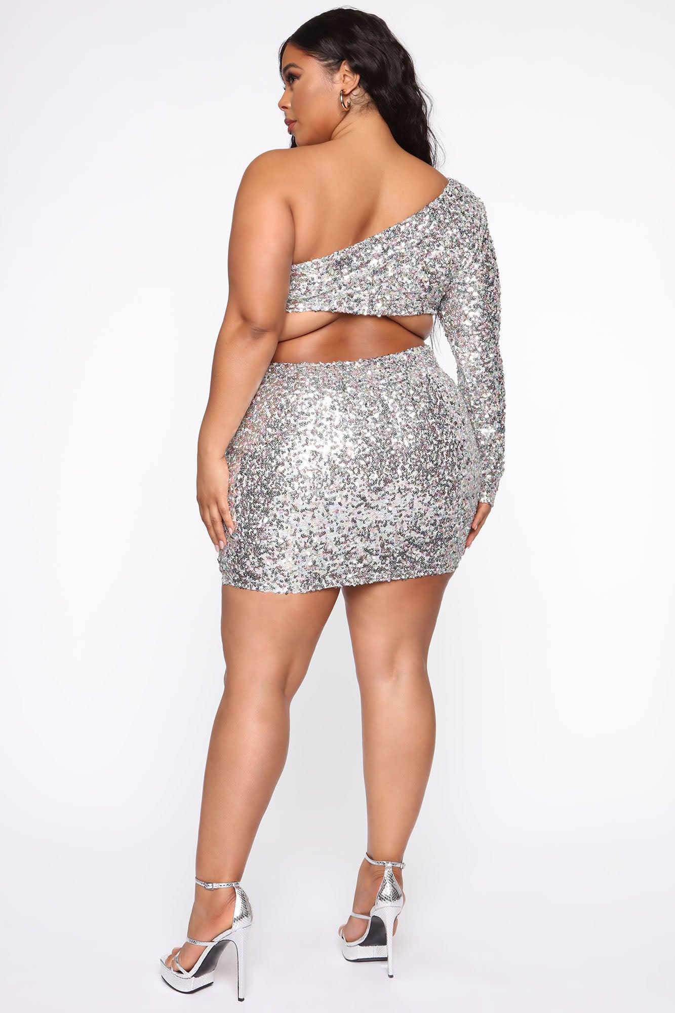 More Time To Shine Mini Dress - Silver/Multi Product Image