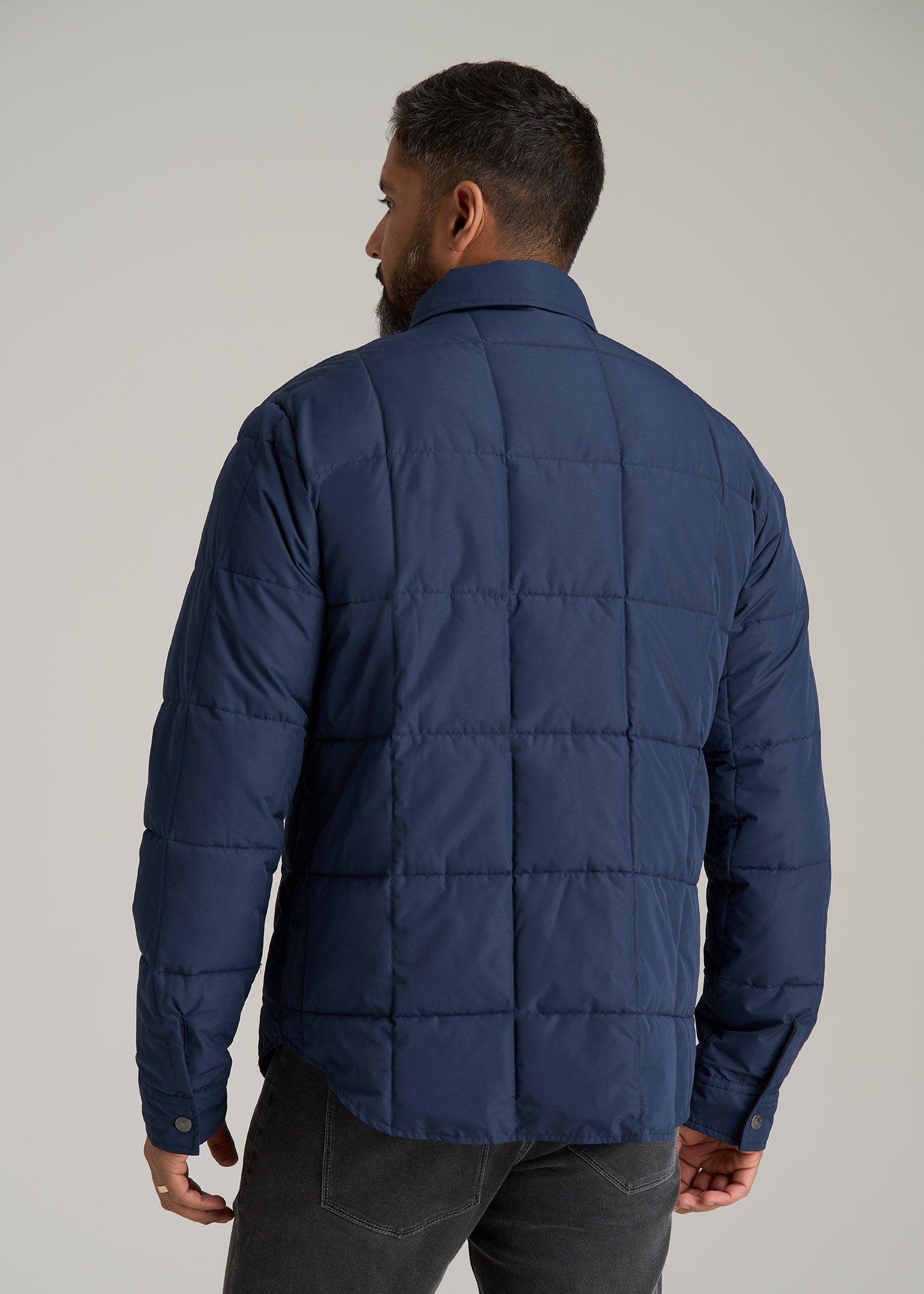 LJ&S Puffer Shirt Jacket for Tall Men in Marine Blue Male Product Image