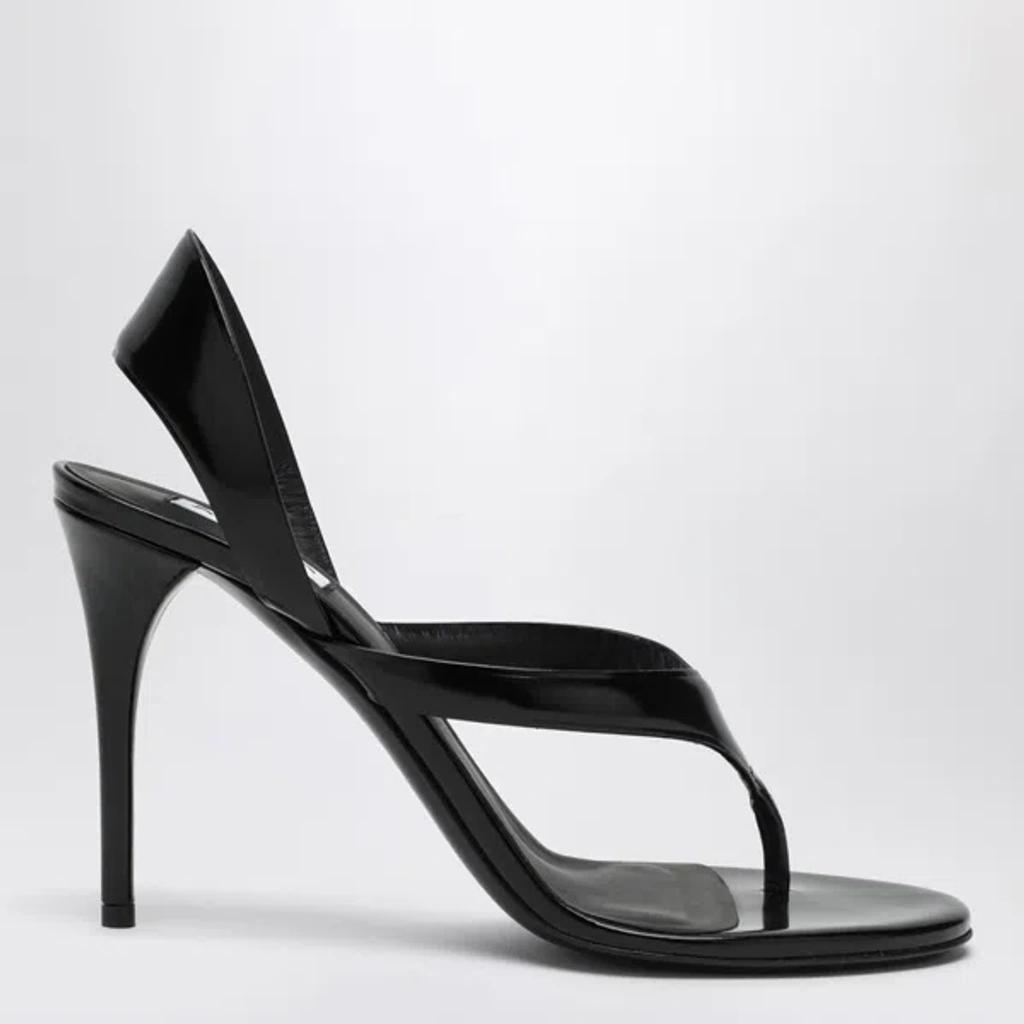 ALAÏA Leather Thong Slingback Sandals In Noir Product Image