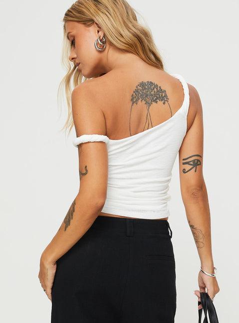 Messenger One Shoulder Top White Product Image
