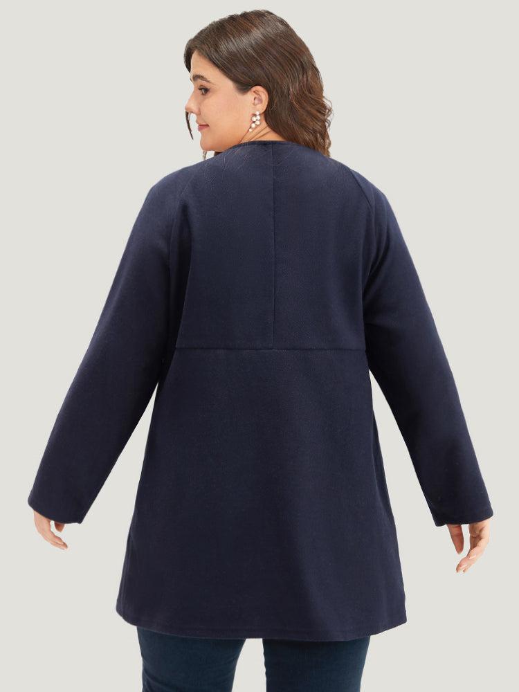 Solid Button Detail pocket Coat Female Product Image