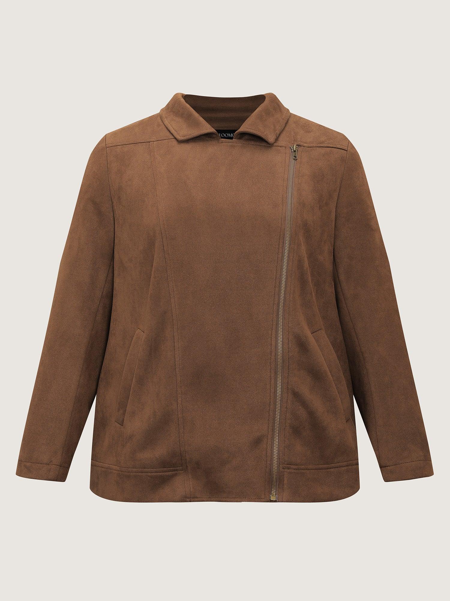 Zipper Detail Lapel Collar Jacket Female Product Image