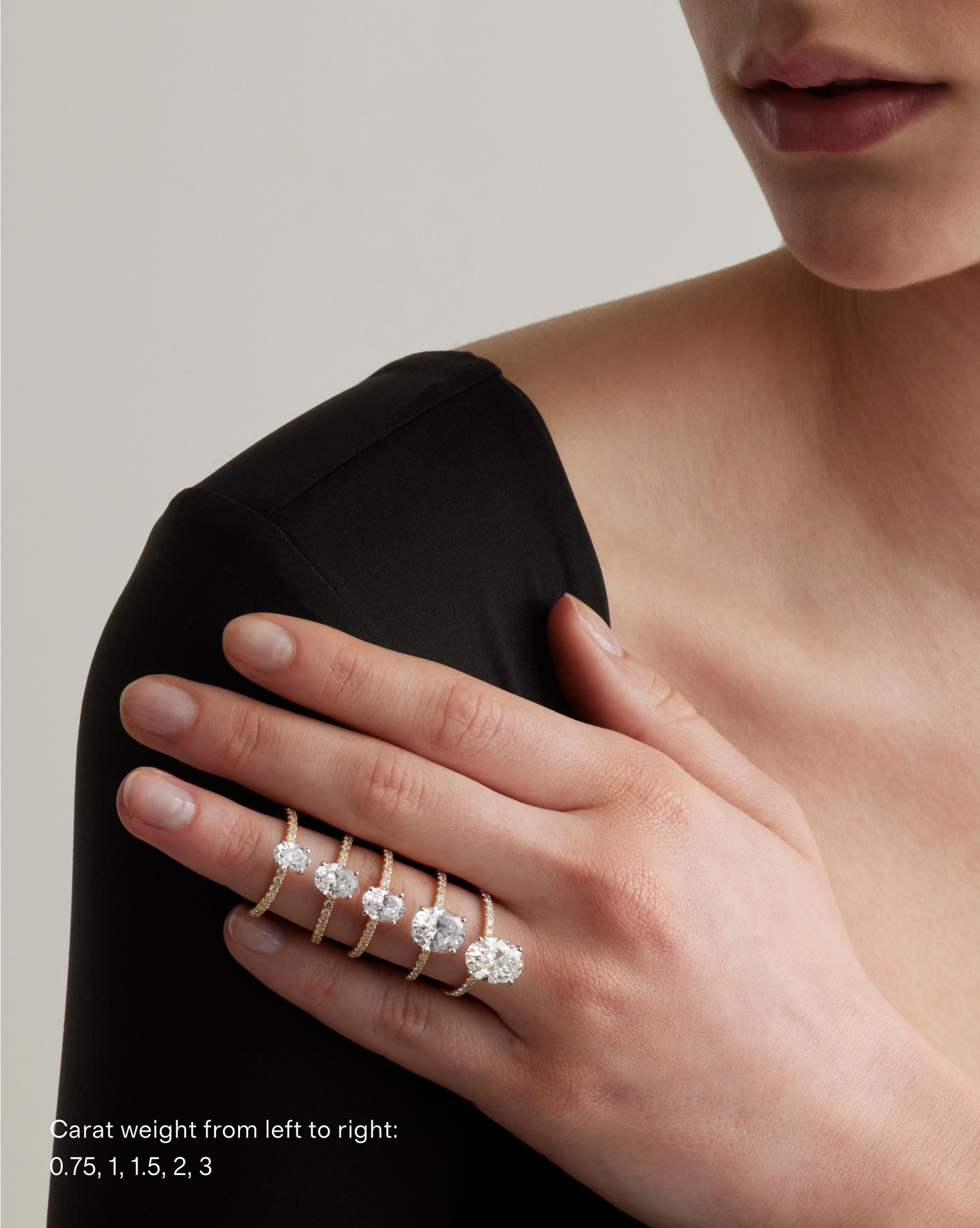 Quince | Women's Lab Grown Diamond Oval Petite Pave Engagement Ring Product Image