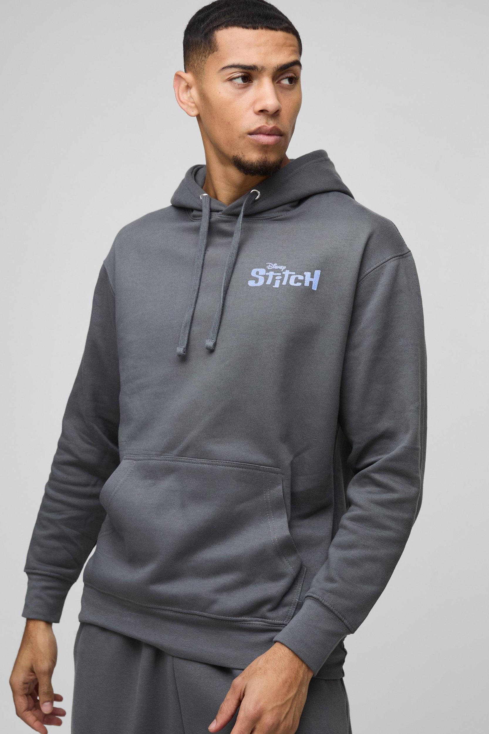 Oversized Disney Lilo and Stitch License Print Hoodie | boohooMAN USA Product Image