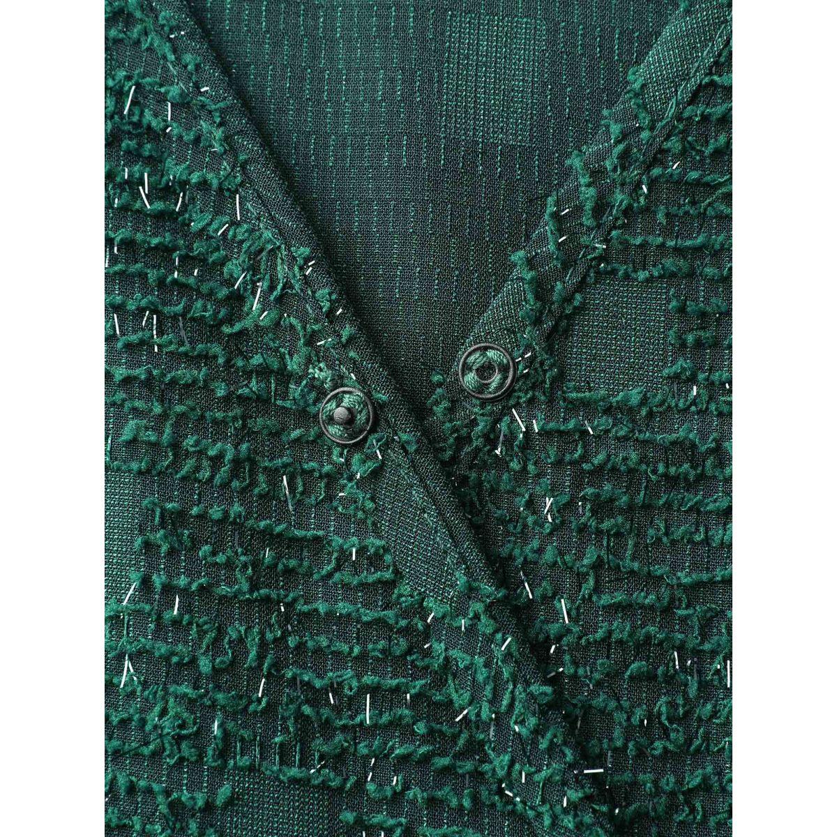 Plus Size Woven Pleated Waist-Defining Wrap Midi Dress DarkGreen Women Party&Cocktail Overlapping Overlap Collar Long Sleeve Curvy BloomChic 22-24/3X Product Image