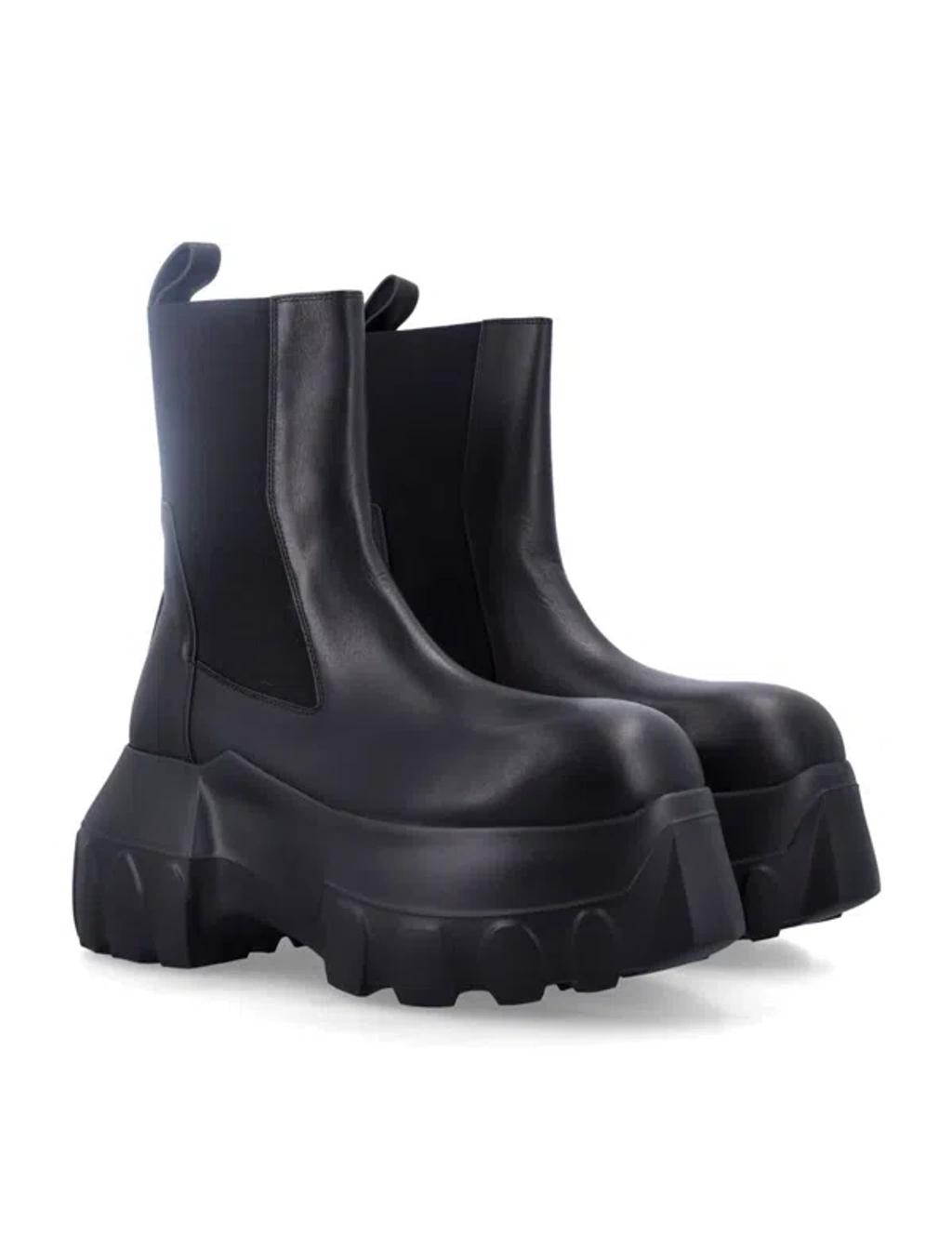 RICK OWENS Beatle Mega Tractor Leather Chelsea Boots In Black Product Image