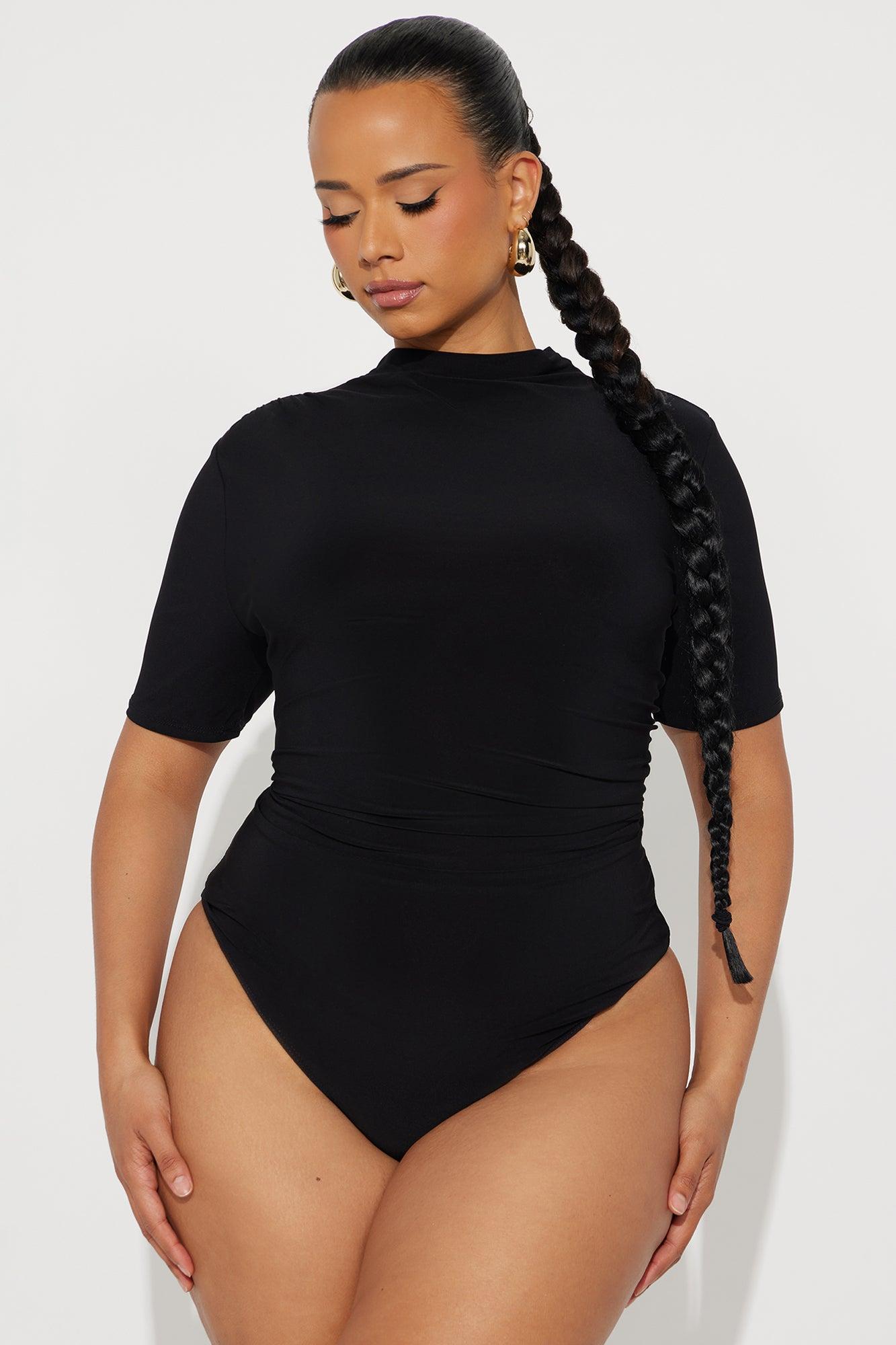 Summit Ruched Mock Neck Bodysuit - Black Female Product Image