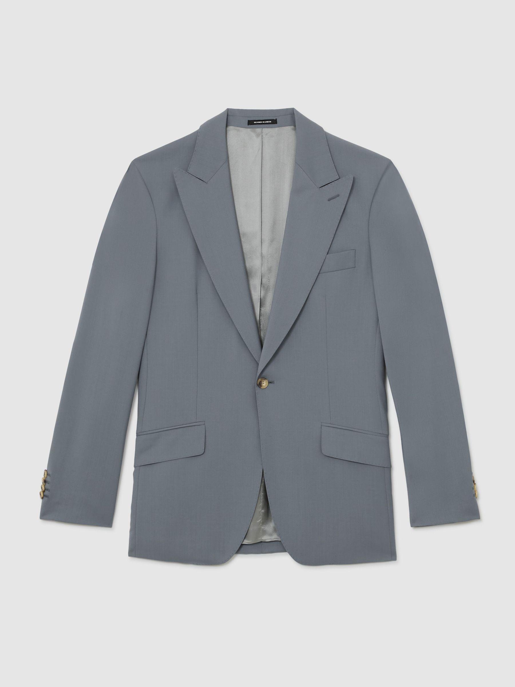 Classic Fit Wool Single-Breasted Suit Blazer in Soft Blue Product Image