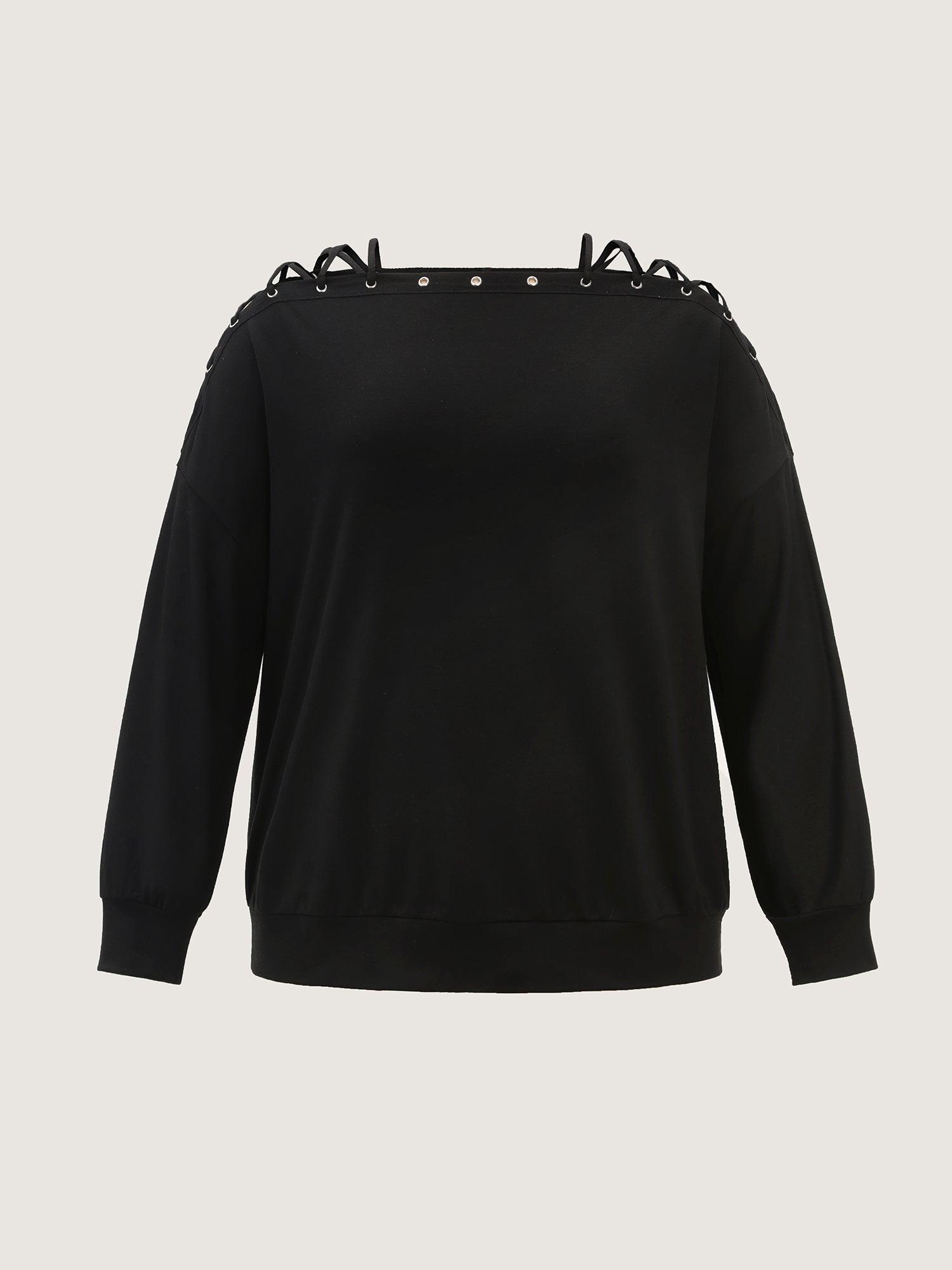 Cut-Out Off-Shoulder Plain Sweatshirt Female Product Image