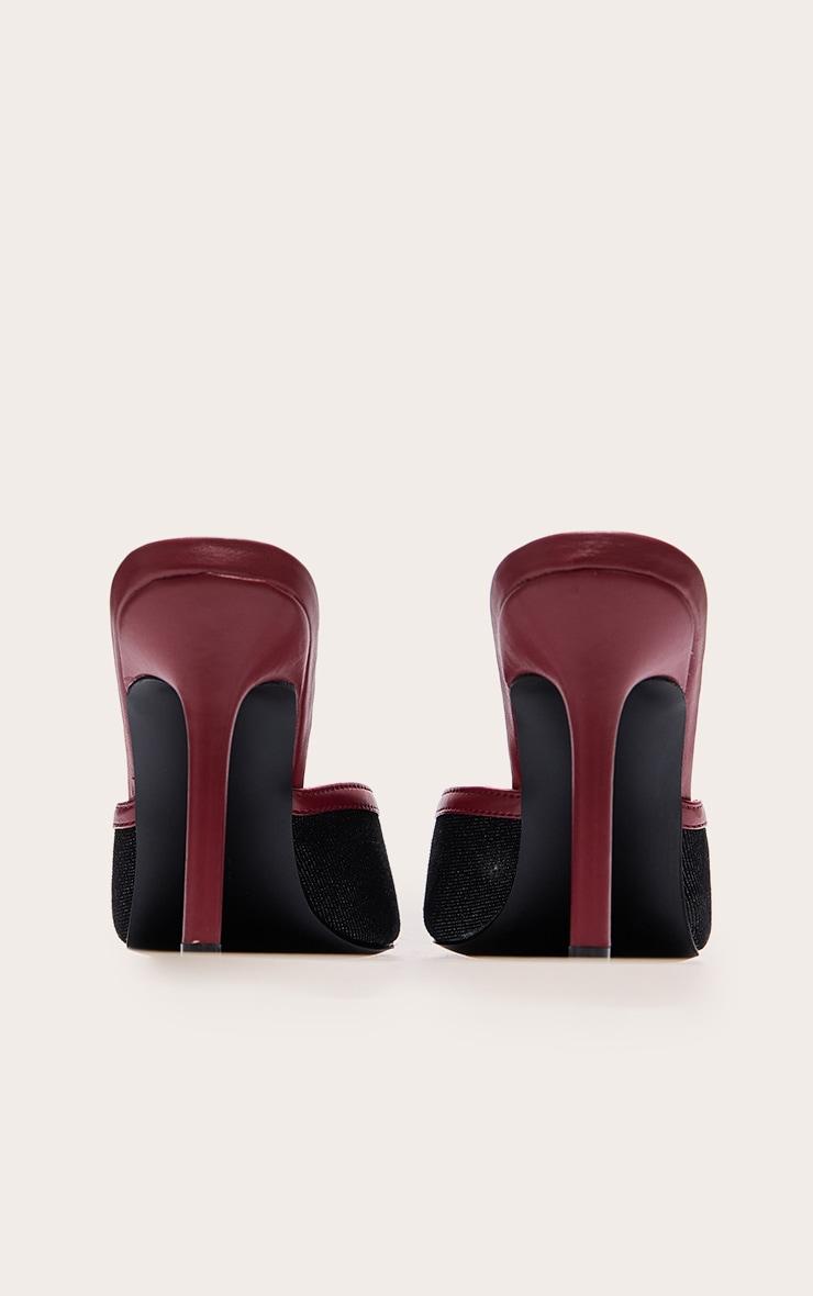 Red PU Point Toe Vintage Look Heeled Mules Product Image