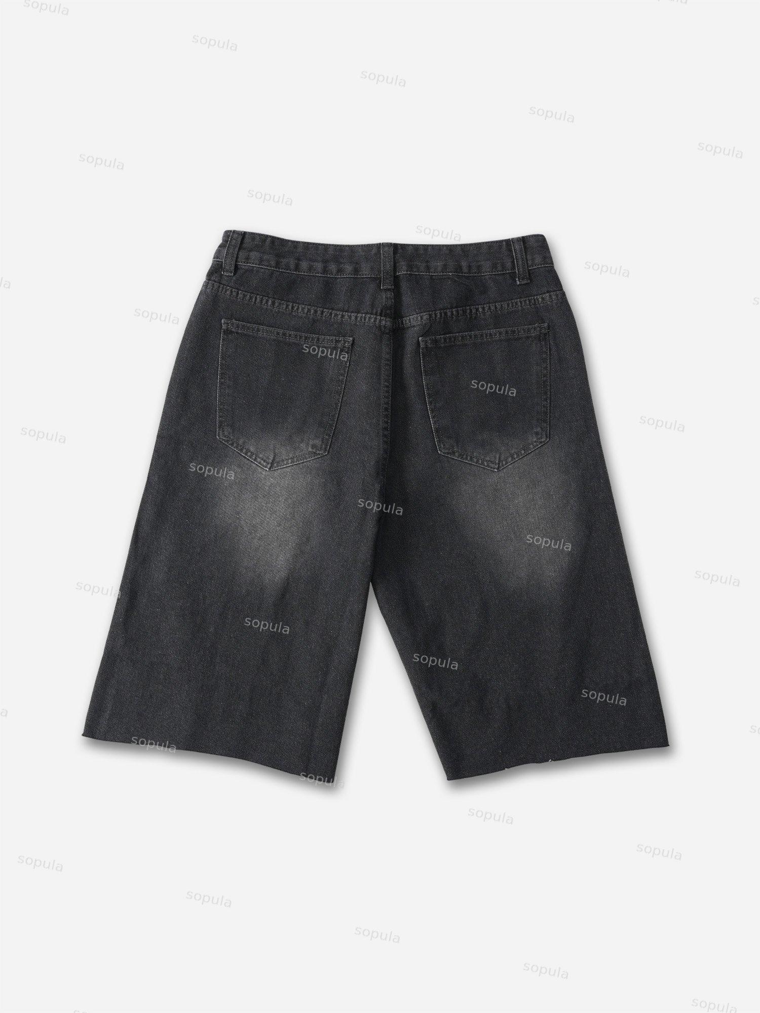 Vintage Washed High Street Jorts Distressed Denim Shorts Product Image