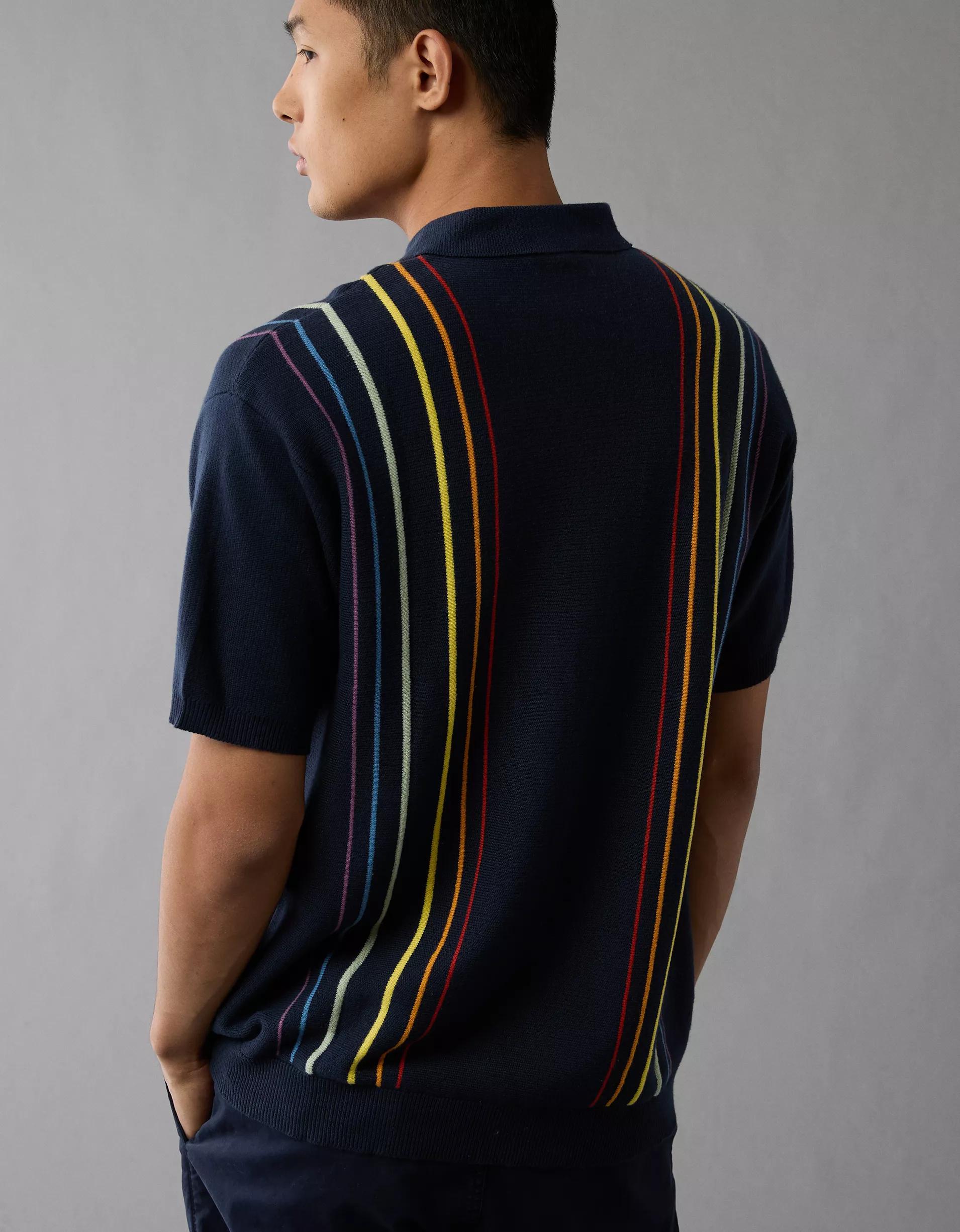 AE Pride Weekend Button-Up Sweater Polo Shirt Product Image