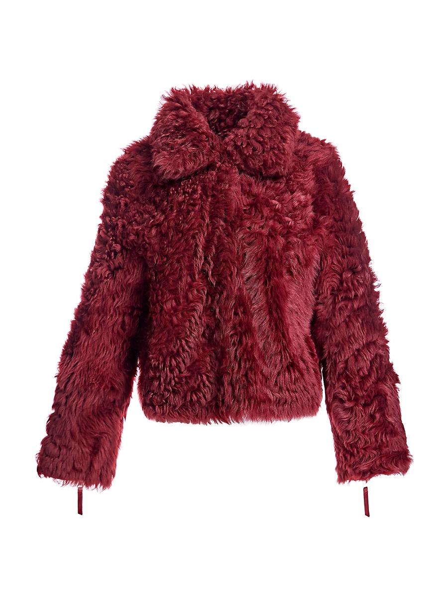 Womens Reversible Curly Shearling Jacket Product Image