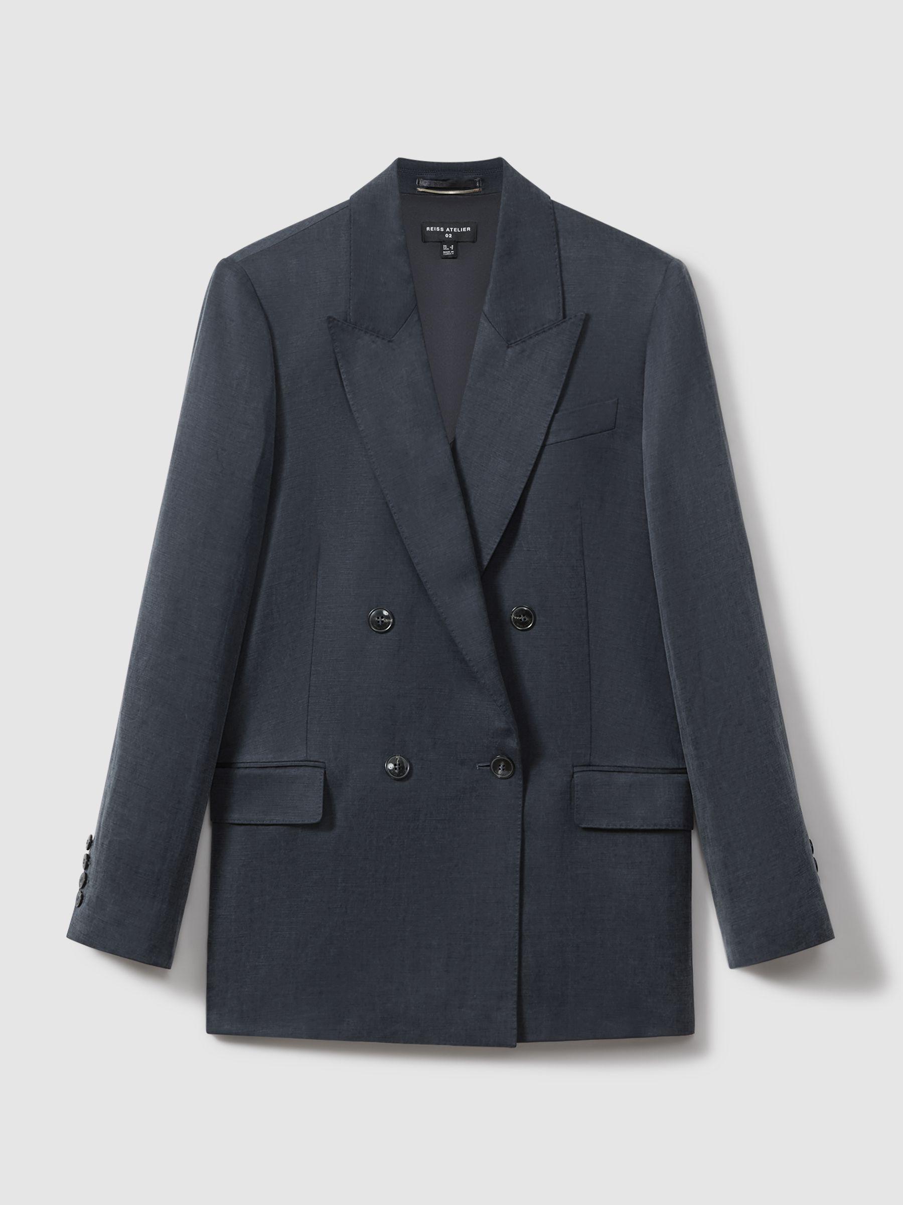 Atelier Cupro Double Breasted Suit Blazer in Navy Product Image