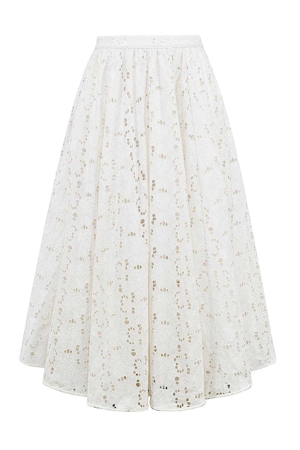 Francine  white broderie anglais midi skirt Product Image