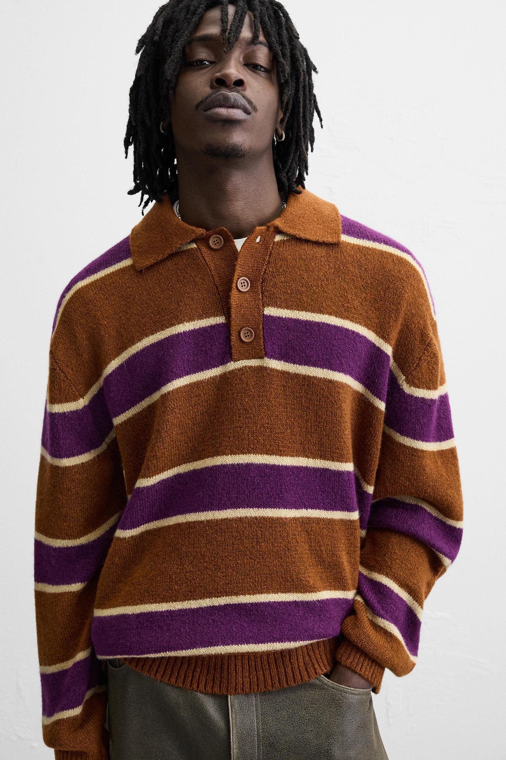 STRIPED KNIT POLO Product Image