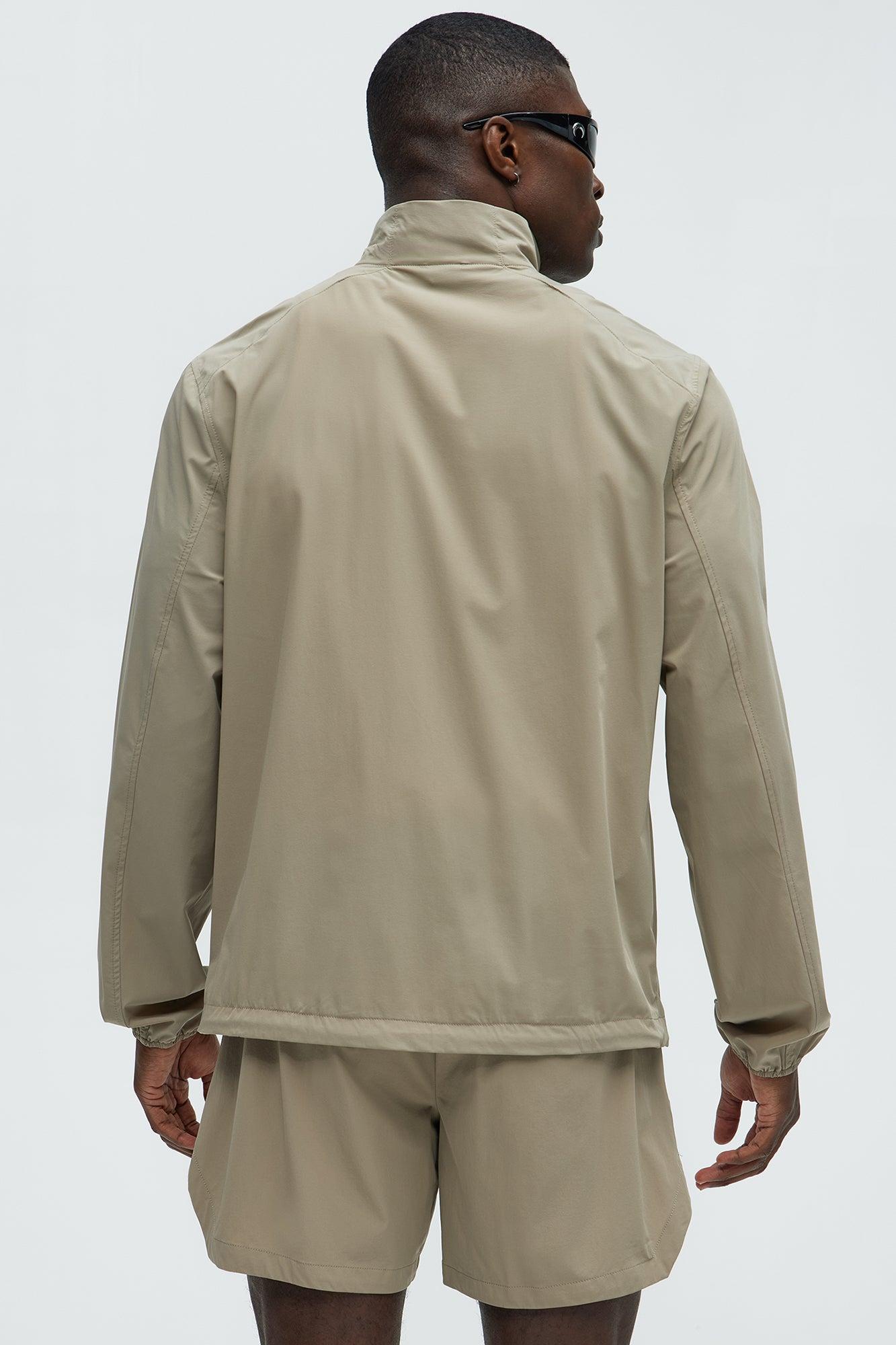 Lightweight Stretch Running Windbreaker Jacket - Taupe Product Image
