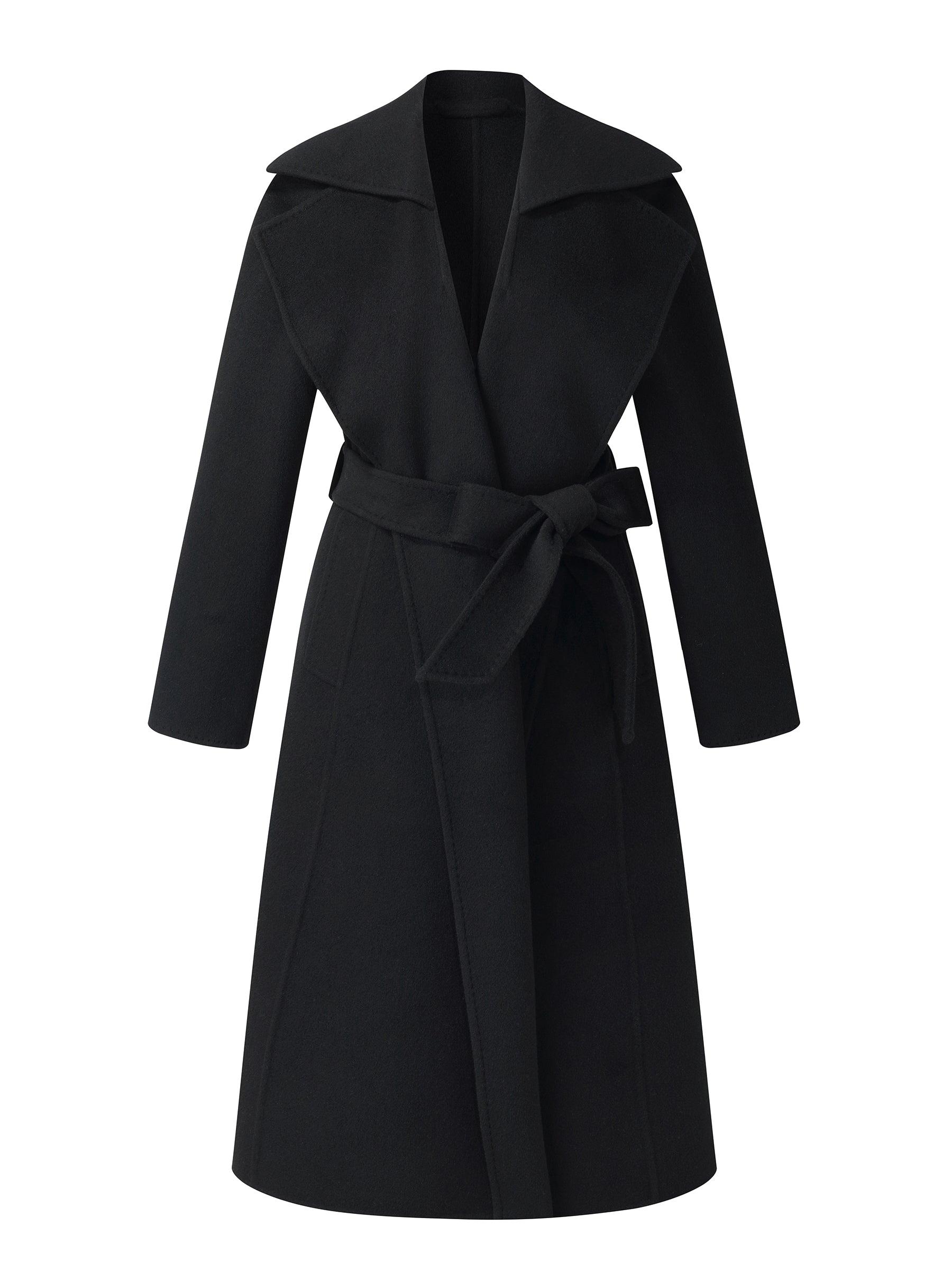 Cashmere Wool Blend Double-Faced Women Wrap Overcoat Product Image