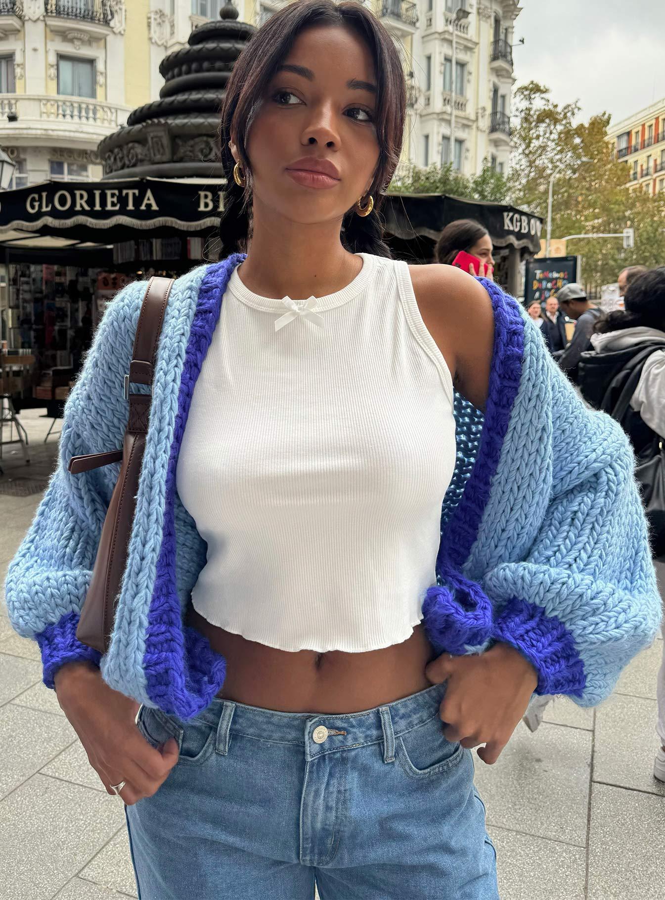 Lester Knit Cardigan Blue Product Image