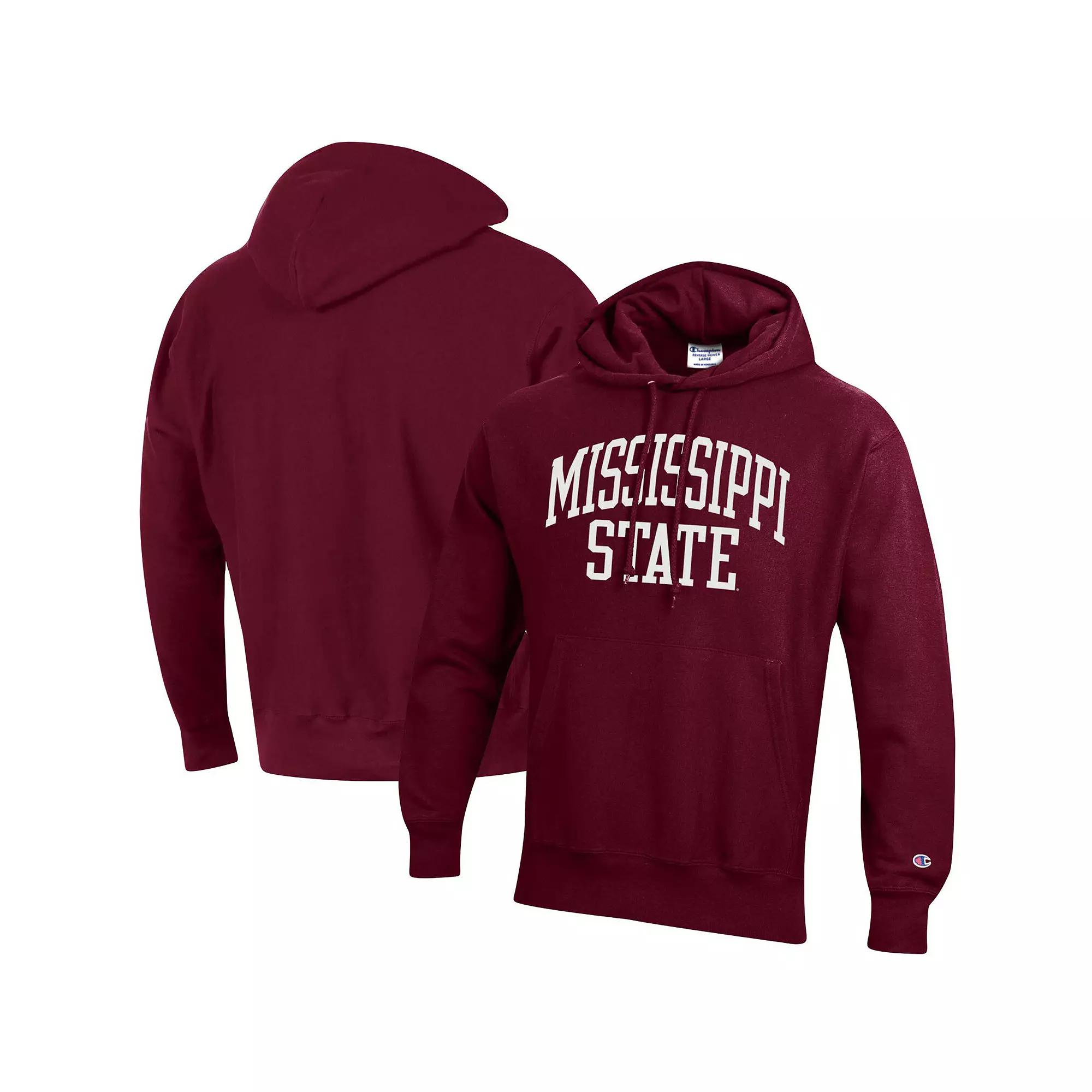 Men's Champion Maroon Mississippi State Bulldogs Team Arch Reverse Weave Pullover Hoodie, Size: Medium, Mst Red Product Image