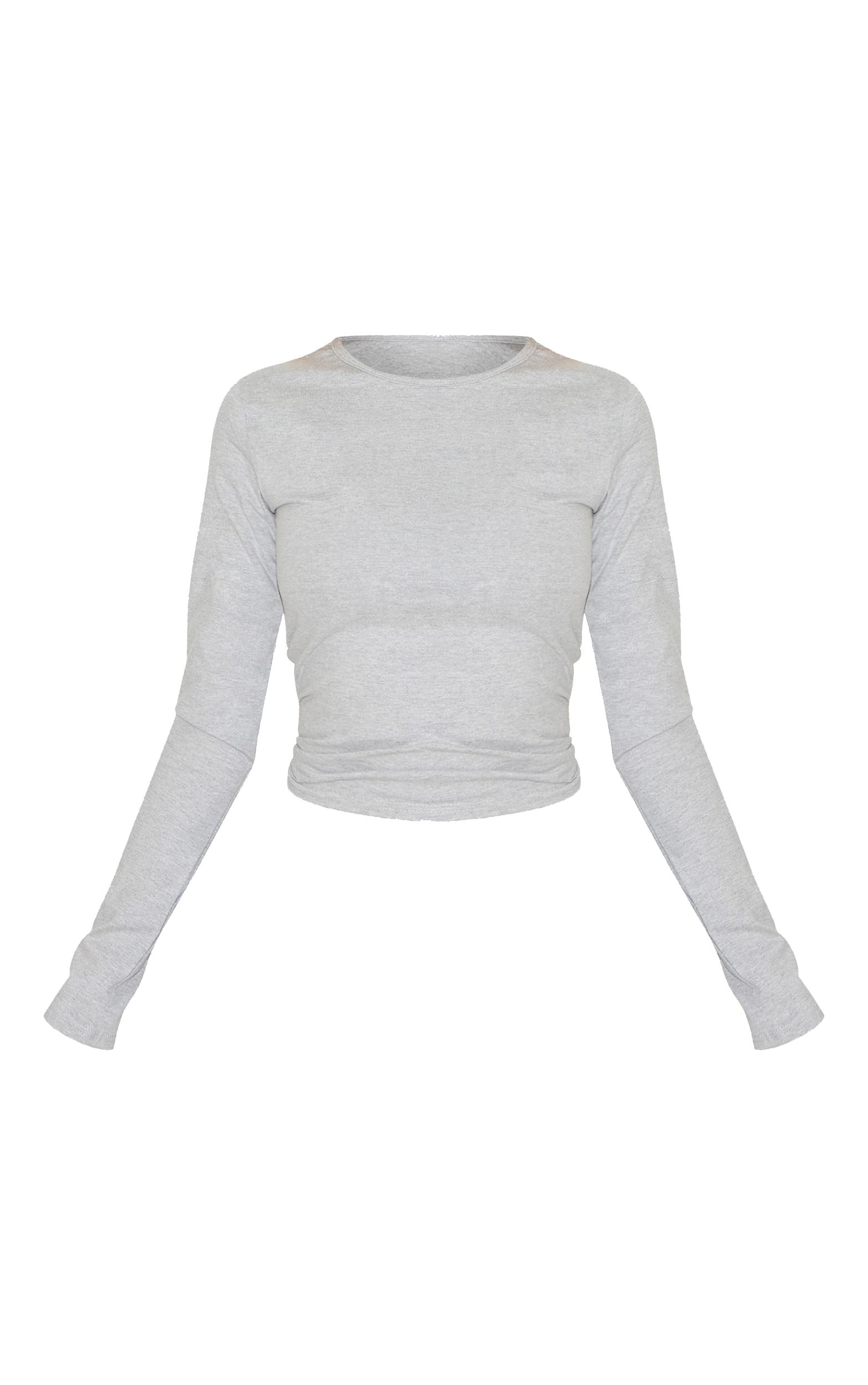 Ash Grey Premium Cotton Fitted Long Sleeve T-shirt Product Image