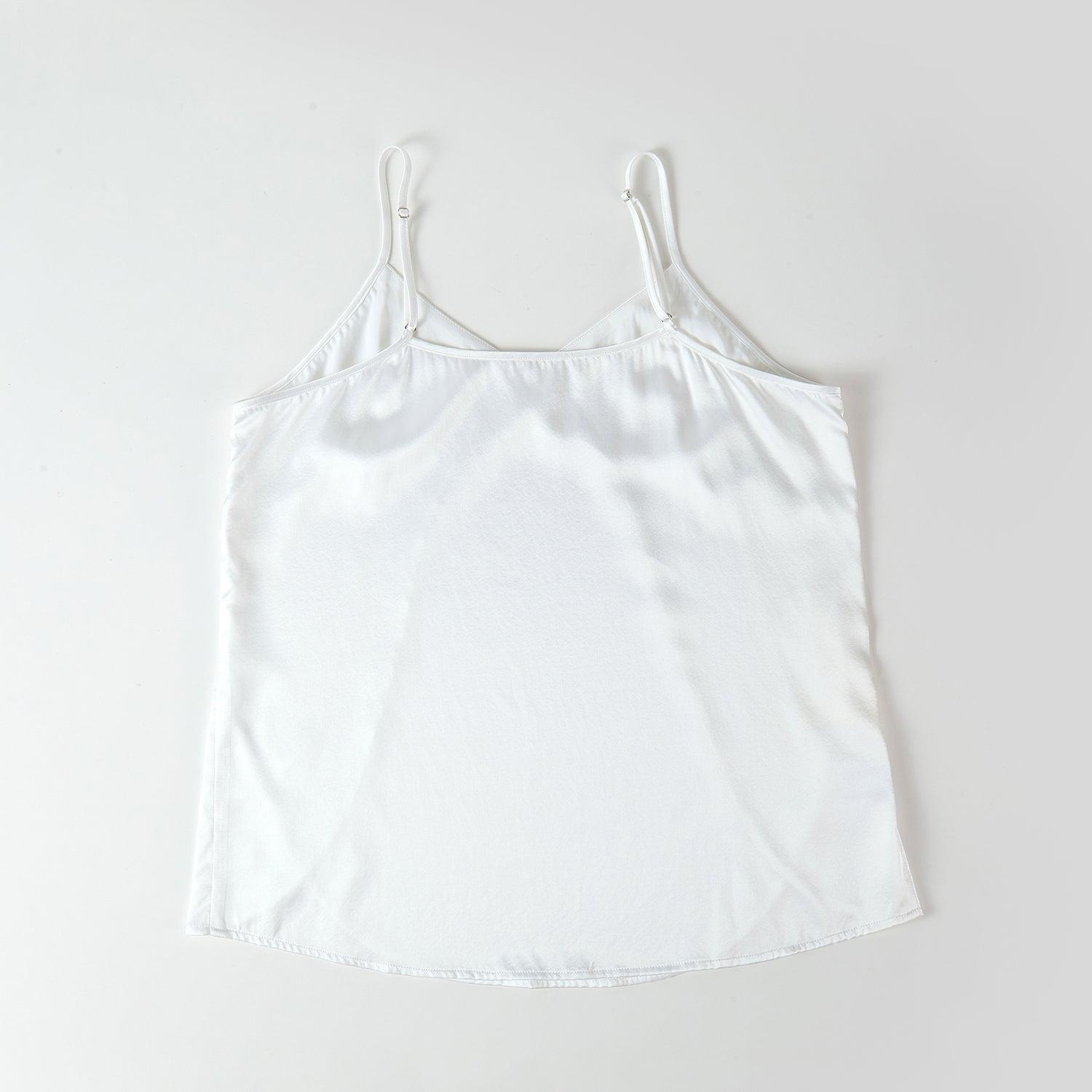 Pearl White Pure Mulberry Silk Petal Camisole Top | Mid-Waist Shorts | Silk Charmeuse Lingerie | Bridesmaid Gift Pj Set | Soar Collection Product Image