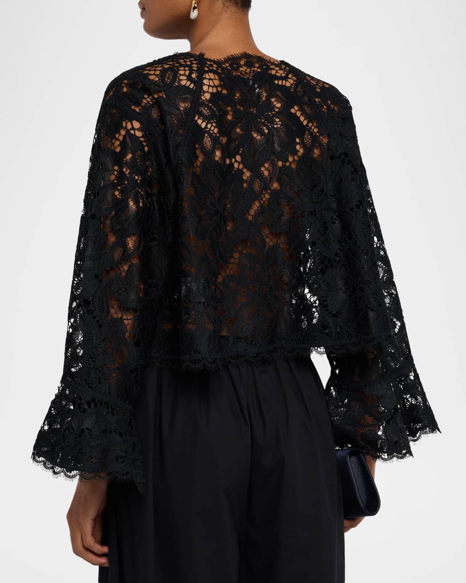 Lacy Dream Cropped Flare-Sleeve Blouse Product Image