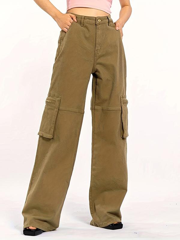 Vintage Brown Multi Pocket Zip Up Cargo Pants Product Image