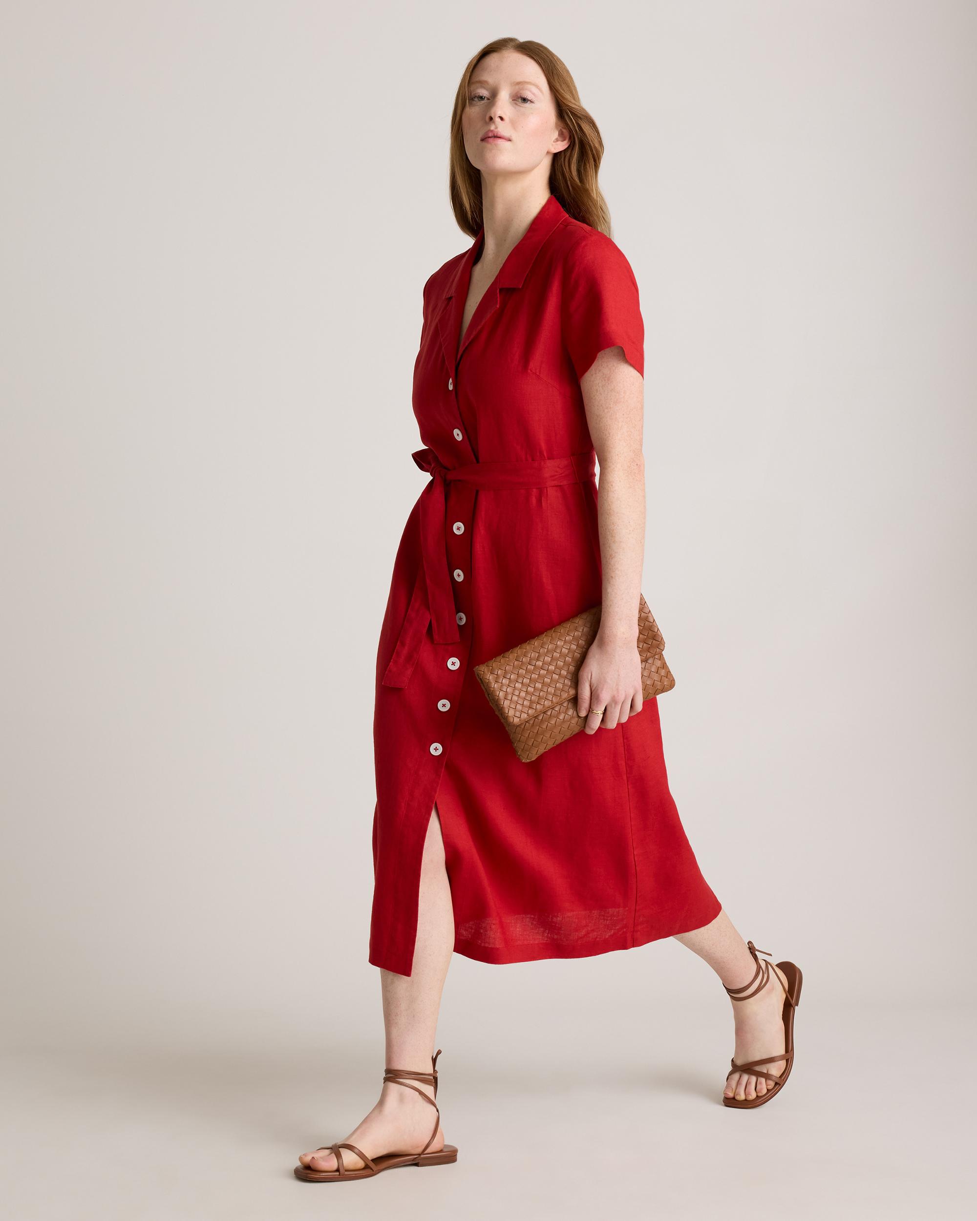 Quince | Women's 100% European Linen Button Front Dress Size XL Product Image