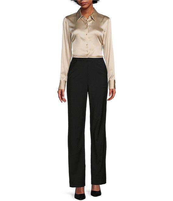 Antonio Melani Yana Button Front Point Collar Long Sleeve Stretch Silk Charmeuse Blouse Product Image