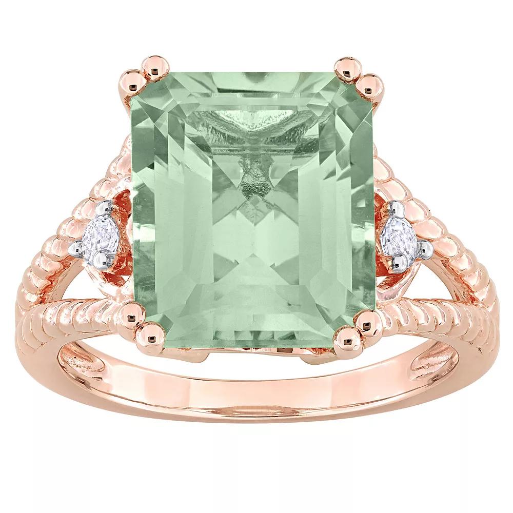 Stella Grace 18k Rose Gold Over Silver Green Quartz & White Topaz Cocktail Ring, Women's,  Product Image