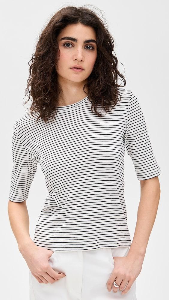 Vince Striped Elbow Sleeve Crew Tee | Shopbop Product Image