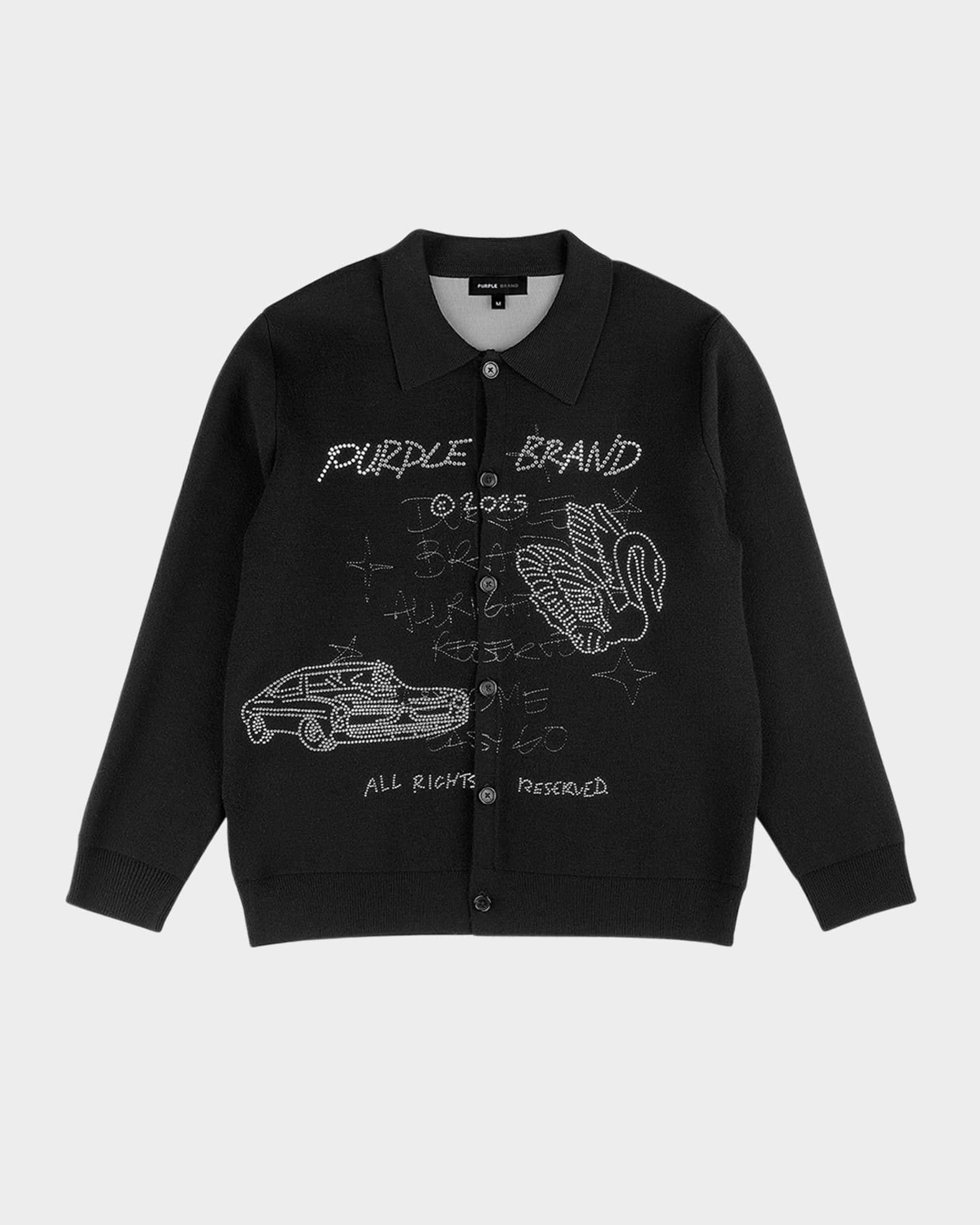 Men's Rhinestone Graphic Cardigan Product Image