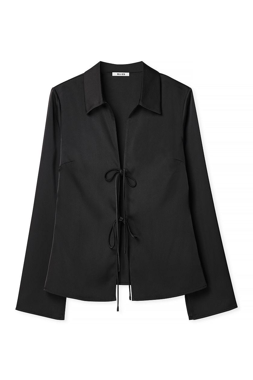 Tie Front Satin Blouse Product Image