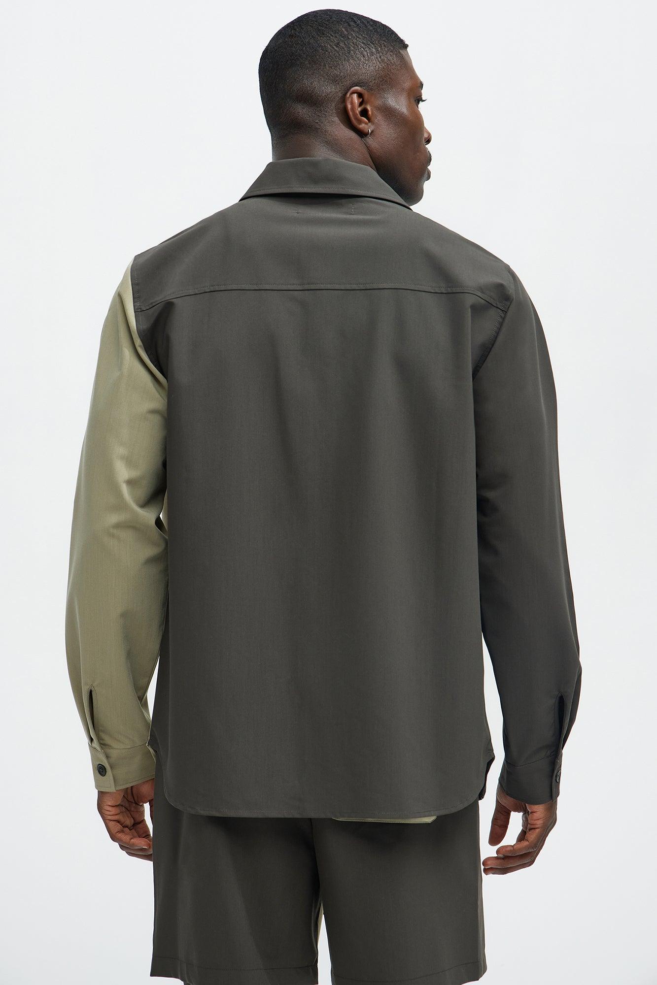 Colorblock Long Sleeve Shirt - Olive/combo Product Image