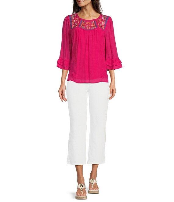 NYDJ Joni High Rise Straight Leg Relaxed Fit Cropped Stretch Denim Jeans Product Image