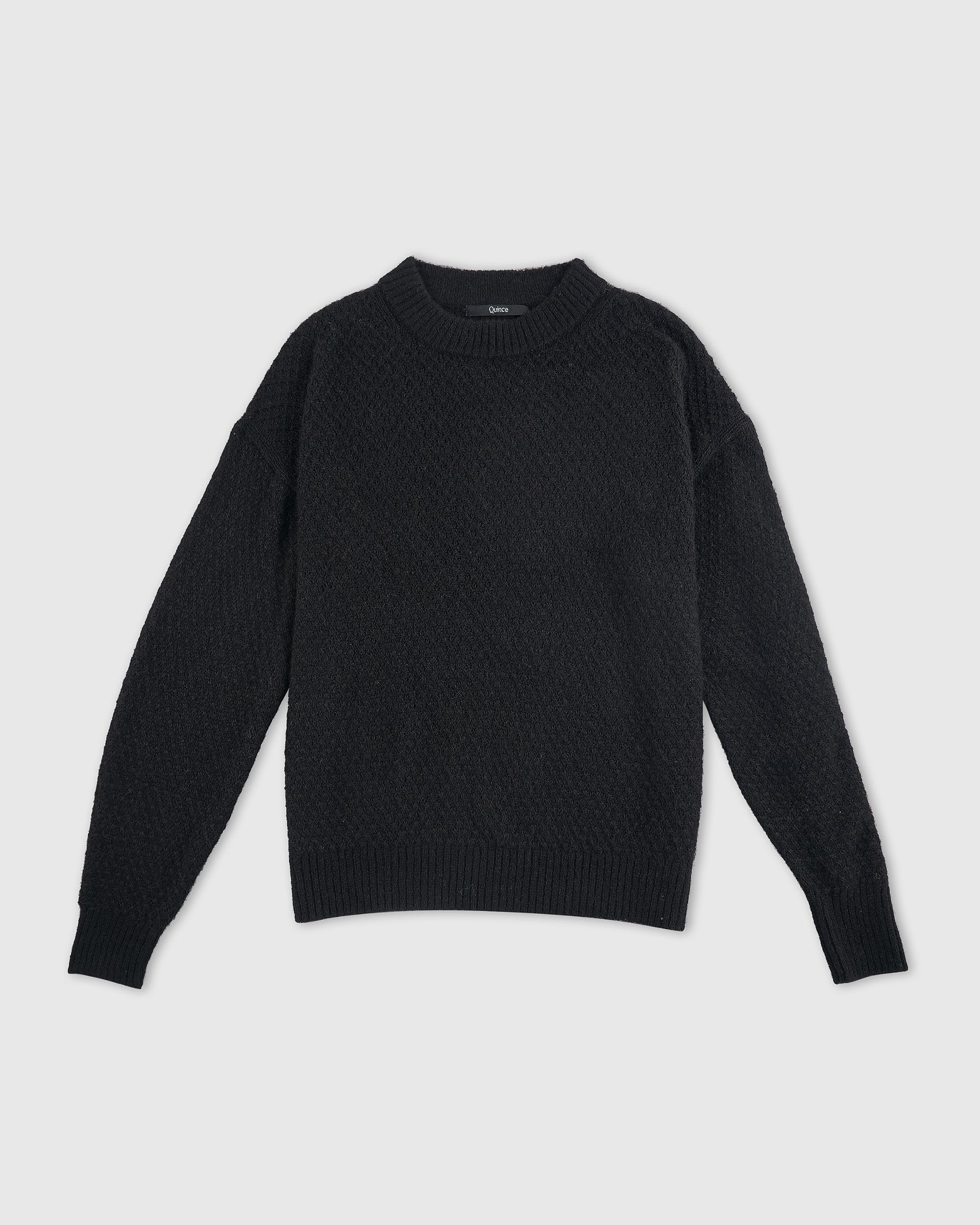 Quince | Women's Baby Alpaca-Wool Diamond Stitch Crew Neck Alpaca Sweater Size XL Product Image